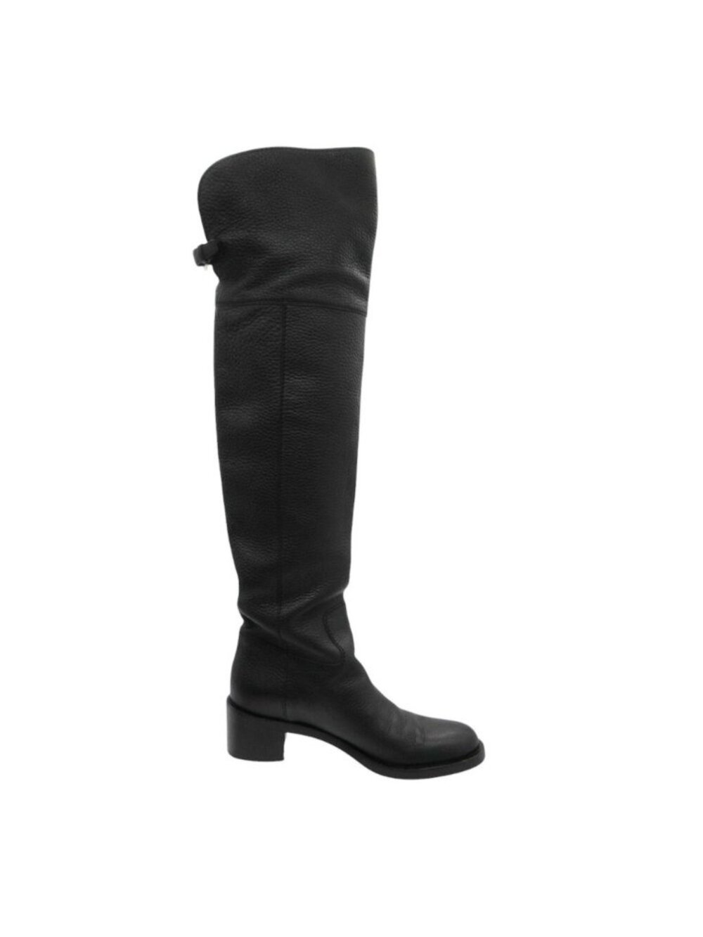 Gucci Boots Interlocking Embossed Leather Long Knee High Shoes Black - Picture 2 of 9